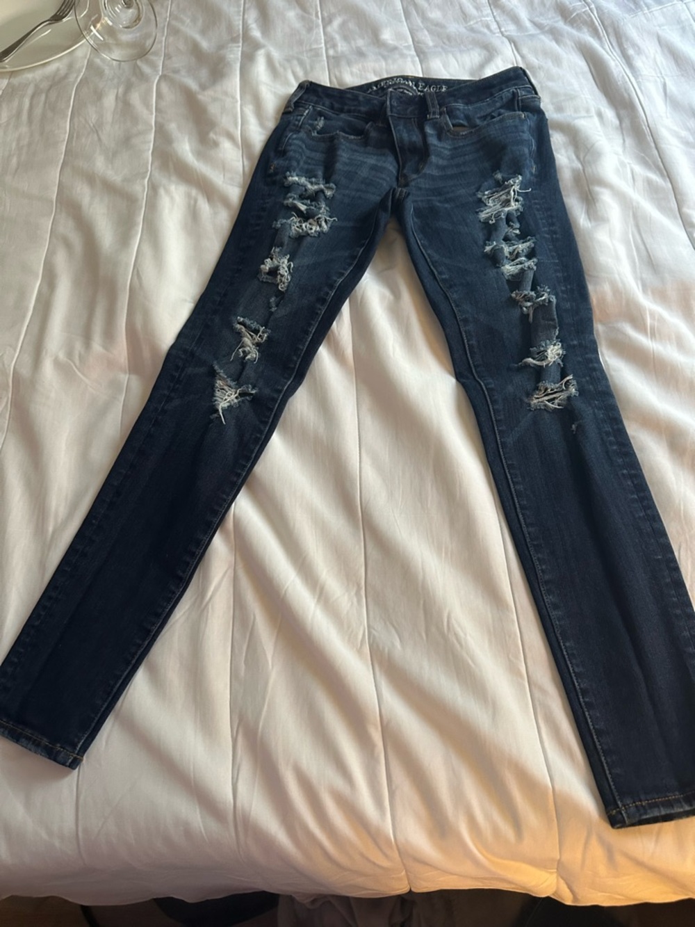 American Eagle Outfitters Dark Indigo Ripped Skinny Jeans